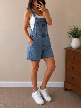 Vintage Unionbay Denim Short Overalls Women’s Medium 90s Carpenter Utility 100%